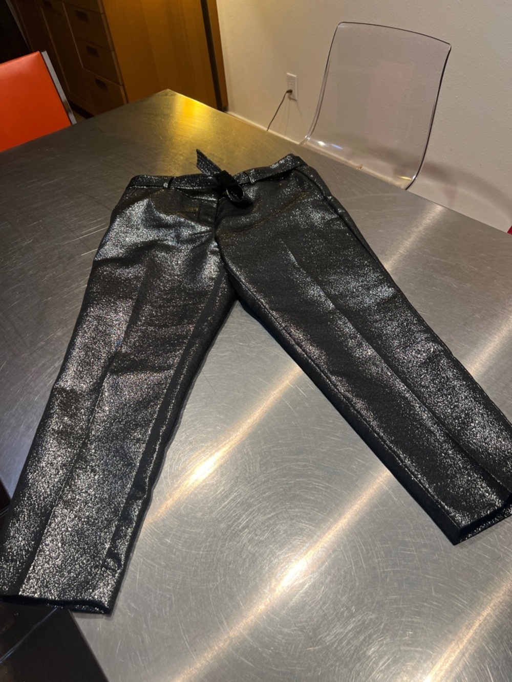 LOFT Dark Gray Metallic Sparkle Pants